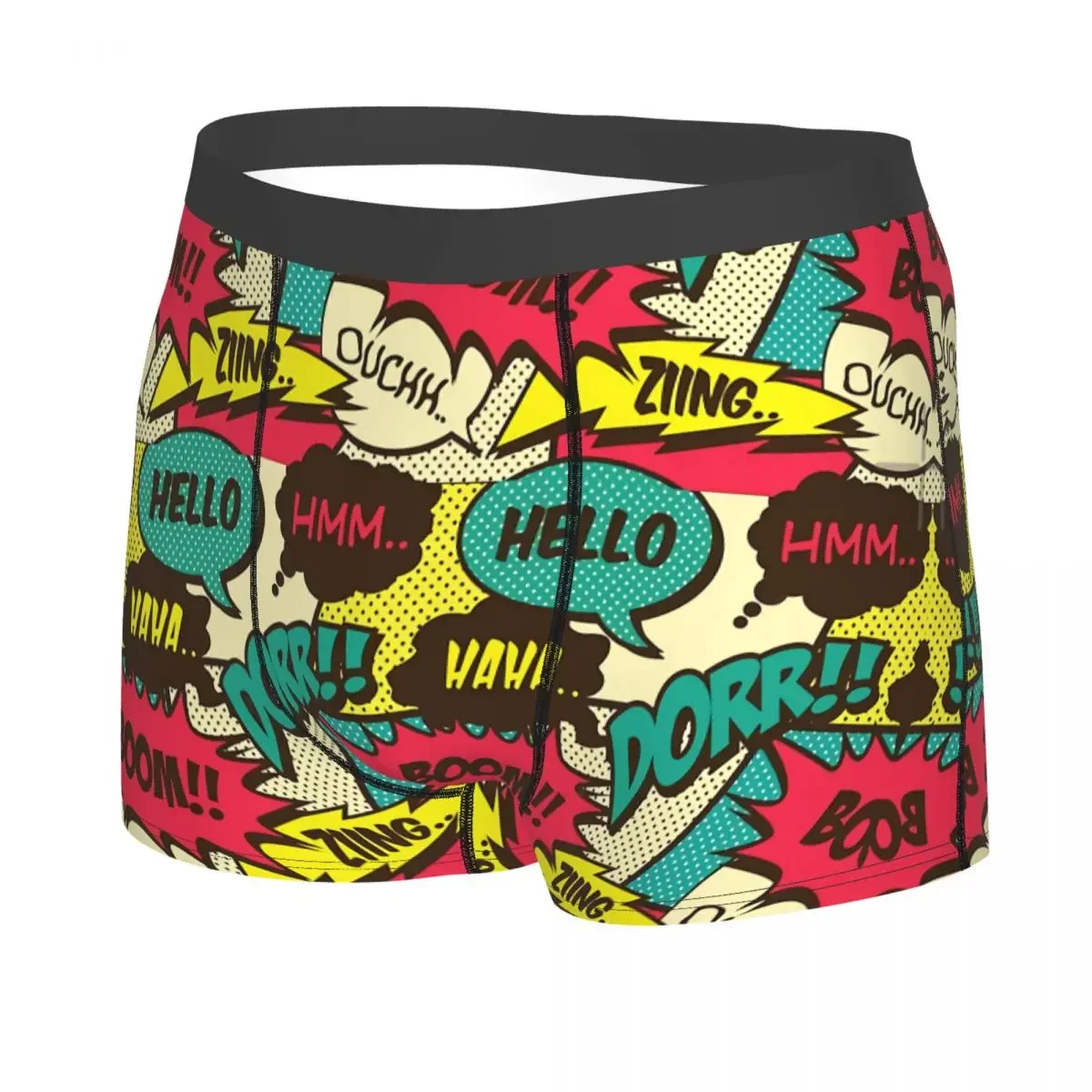 Colorful Comic Book Panels Retro Man's Boxer Briefs Comic Book Lover Breathable Funny Underwear High Quality Print Shorts Gift