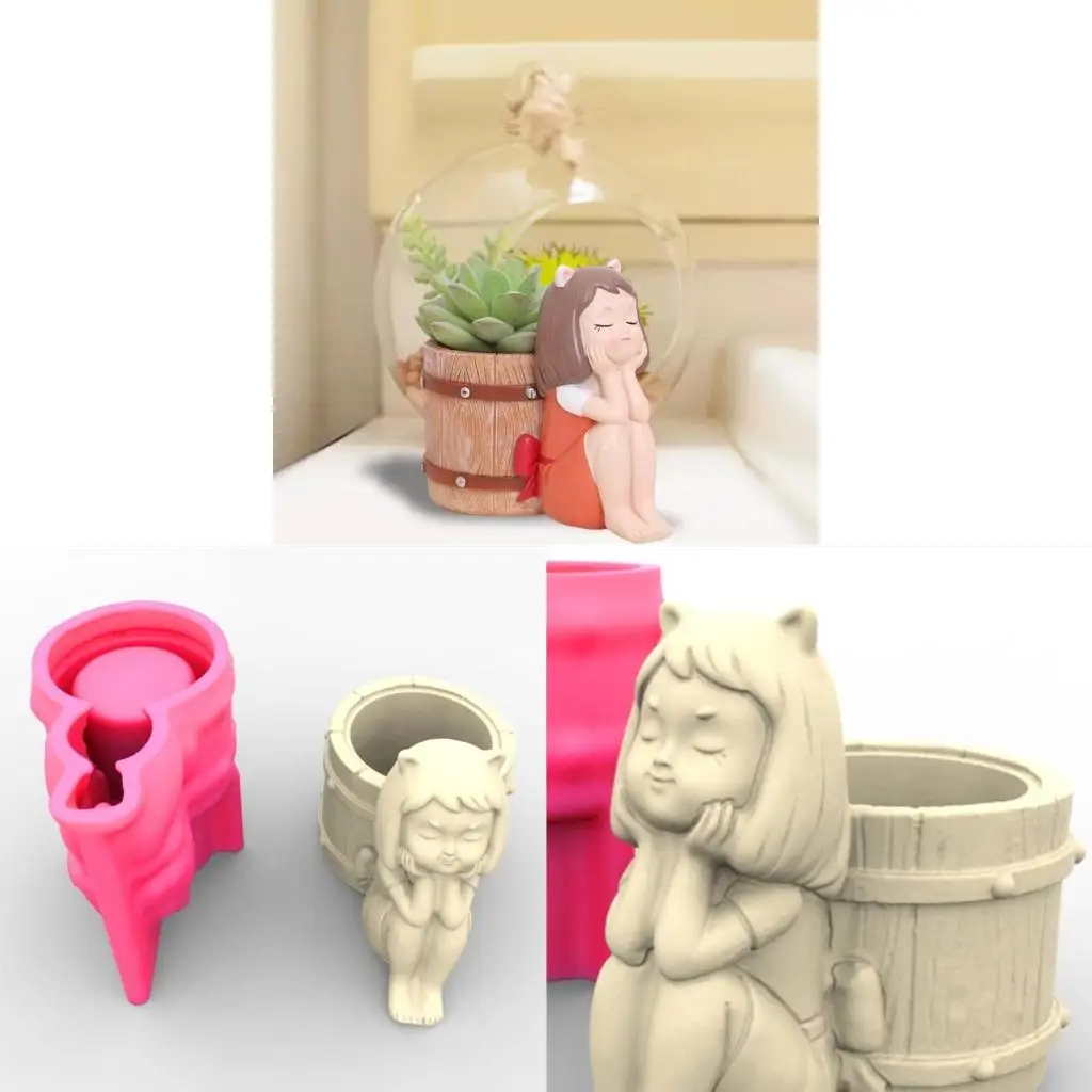 

Succulents Flower Pot Resin Silicone Mold Suitable for Diy Garden Concrete Flower Pot Holder Crafts Home Decor
