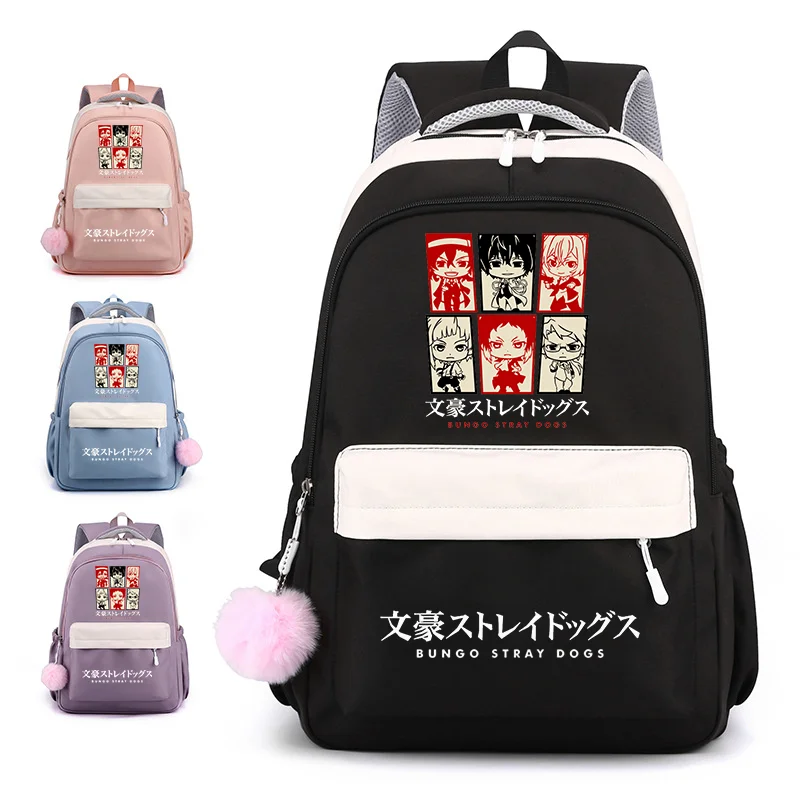 อะนิเมะใหม่ Bungo Stray Dogs พิมพ์กระเป๋าเป้สะพายหลังน่ารักอะนิเมะ Harajuku Bookbags กระเป๋าเป้สะพายหลังขนาดใหญ่ความจุกระเป๋าเป้สะพายหลัง