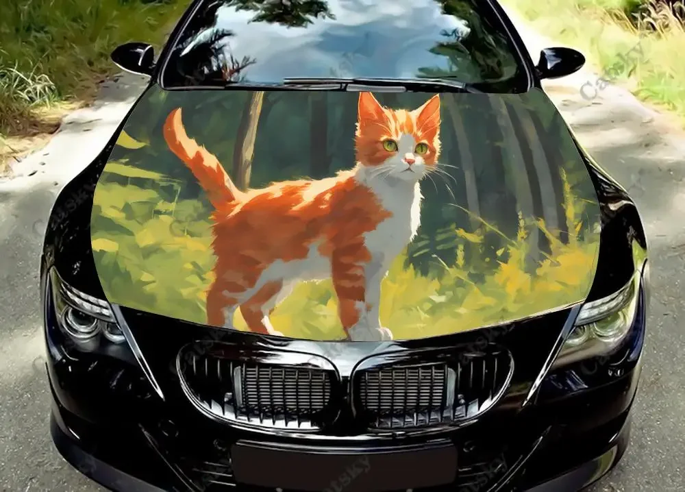 Custom Animal Art Cat Car Hood Vinyl Stickers Wrap Vinyl Film Engine Cover Decals Sticker Car Auto Accessories Decoration Gift