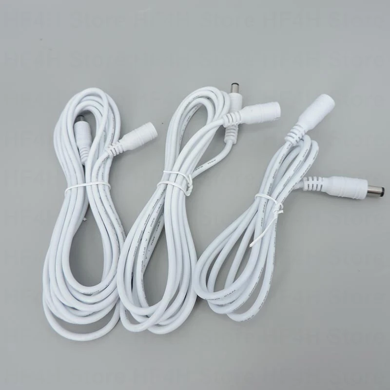 1/1.5/3/5m white DC male to female jack Power supply connector Cable Extension Cord Adapter Plug 12V 5.5x2.1mm 22awg 3A B4