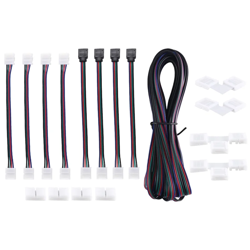ABJA-16.4FT(5M) 4-Pin RGB LED Strip Extension Cable,LED Strips Connectors Kits For 5050 Flexible RGB LED Strip Light