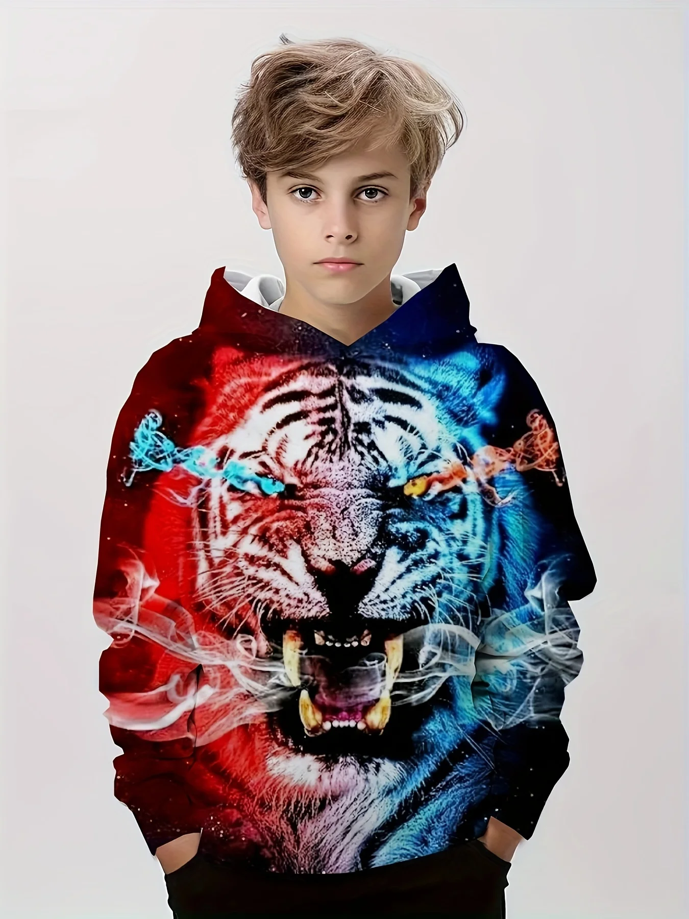

Детская одежда Толстовки для мальчиков с длинными рукавами и 3D принтом тигров Детская весенне-осенняя одежда Повседневная уличная стильная одежда для мальчиков и девочек Топы
