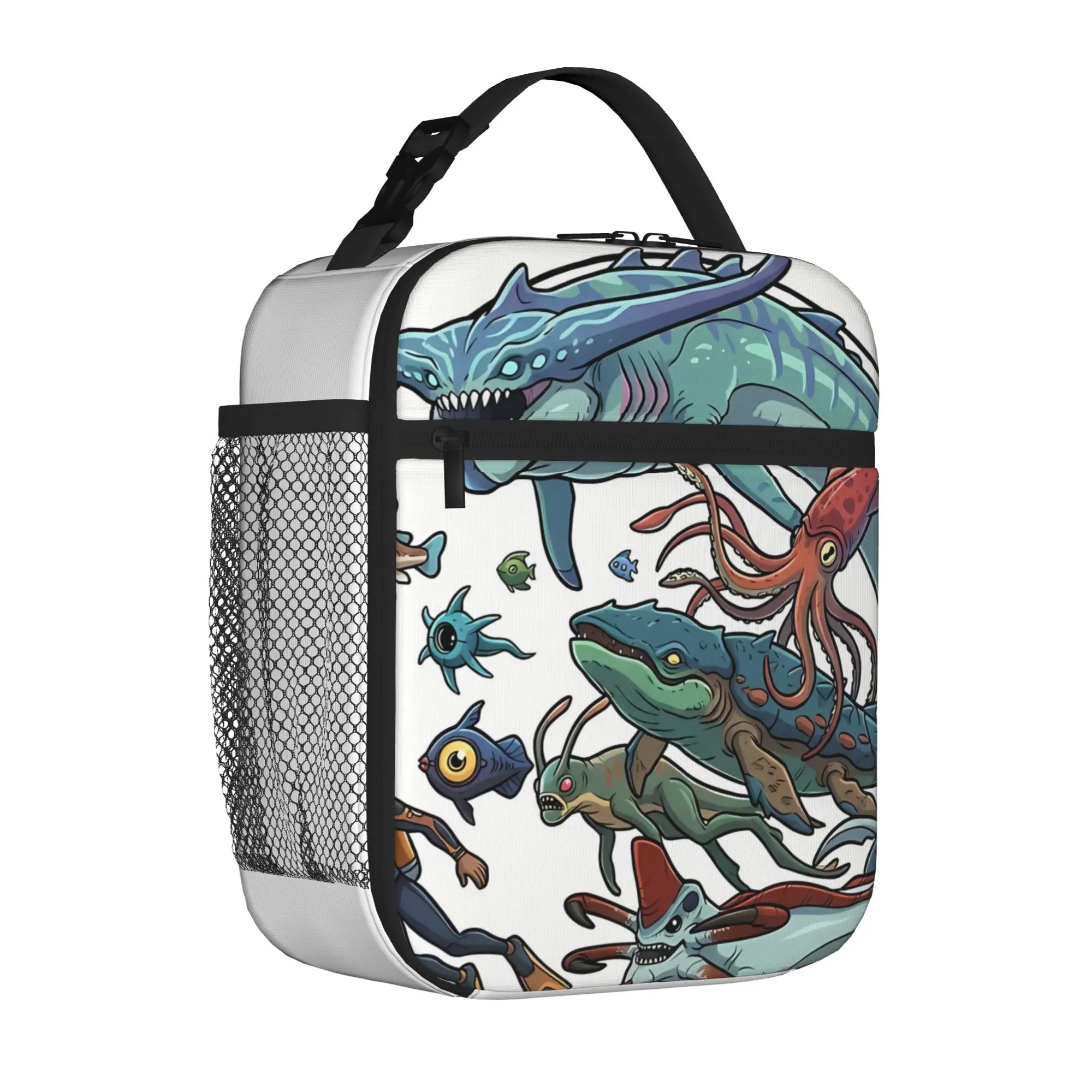 1 Piece Zipper Closure Fantasy Sea Creature  Storage Bag Pocket Subnautica School Lunch Food Box Reusable For Lunch Food Bag