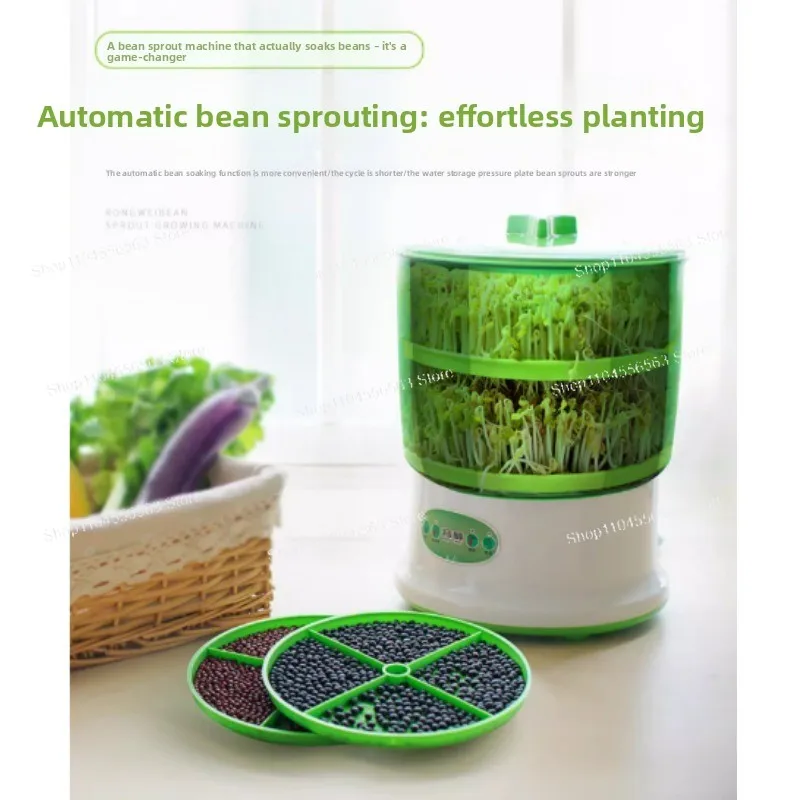 Smart Bean Sprout Maker Machine 360° Rotating Spray Constant Temperature 3 Grow Modes for Vegetable Seeds Home Kitchen Sprouter