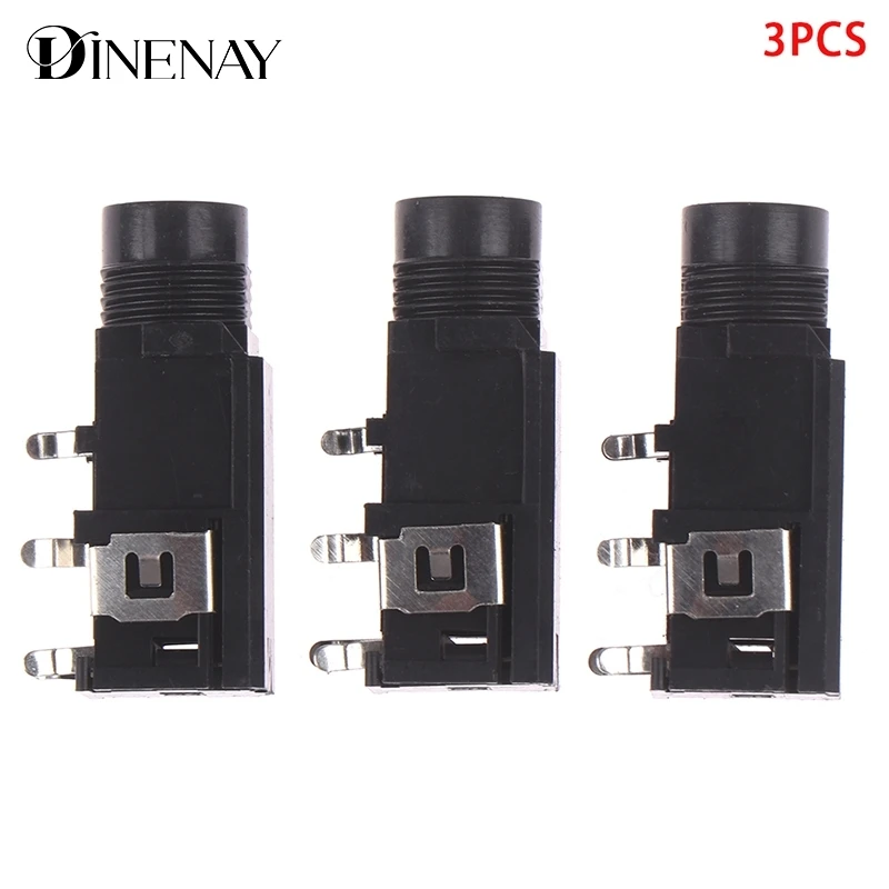 3pcs/lot 6.35mm Jack stereo female socket connector audio adapter 4pin