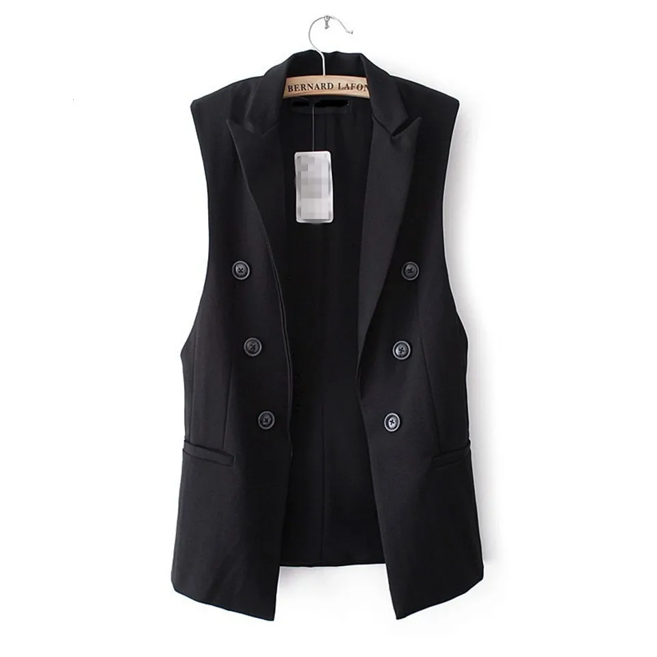 Lange Weste Jacke Frauen Ärmellose Blazer Feminino Stepp Westen Berühmte Marke Veste Femme Mode Taste Weste Outwear 2022