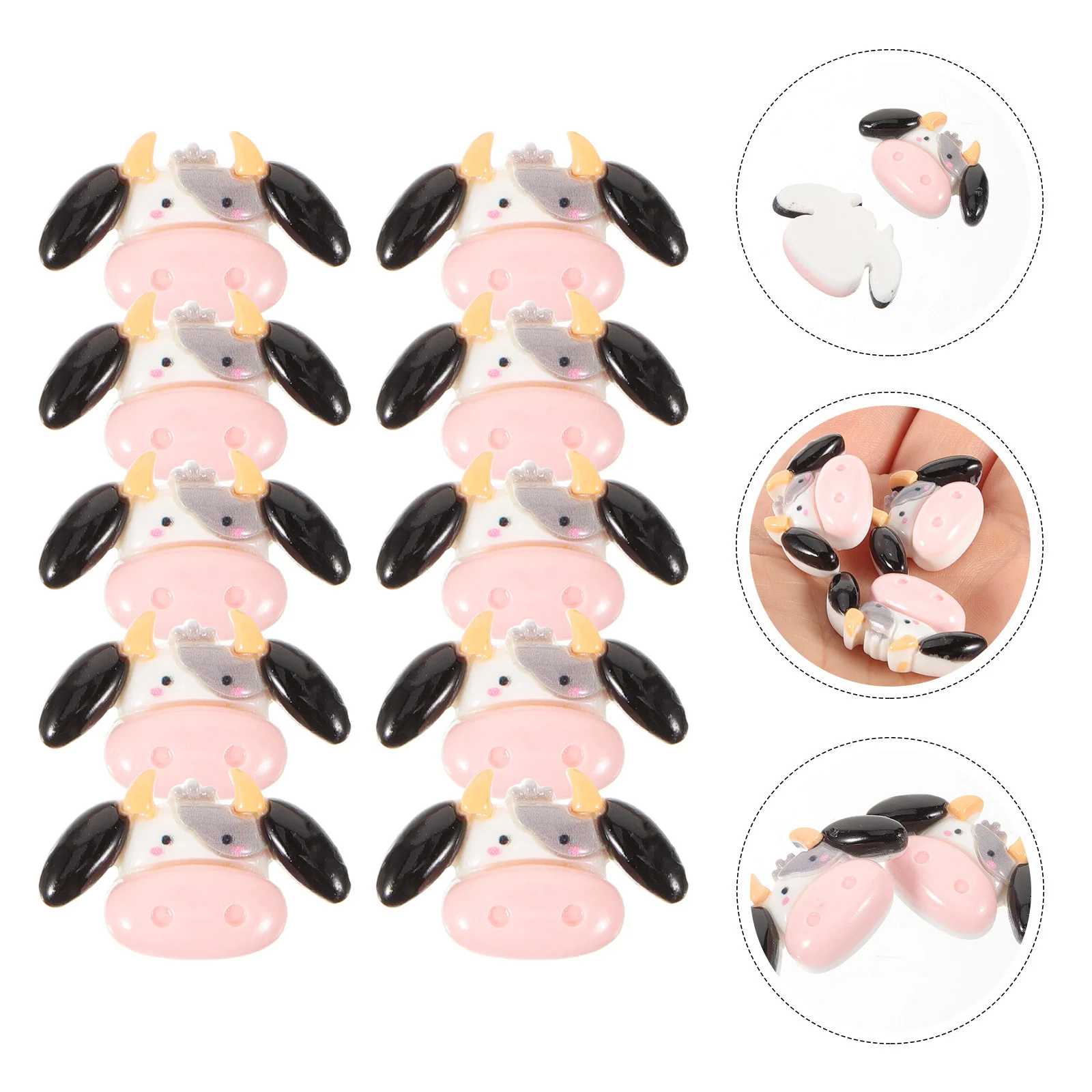 

10Pcs Resin Cow Embellishments Flatback Charms DIY Phone Case Decoration Hair Clip Small Craft Cow Adornments Miniature Phone