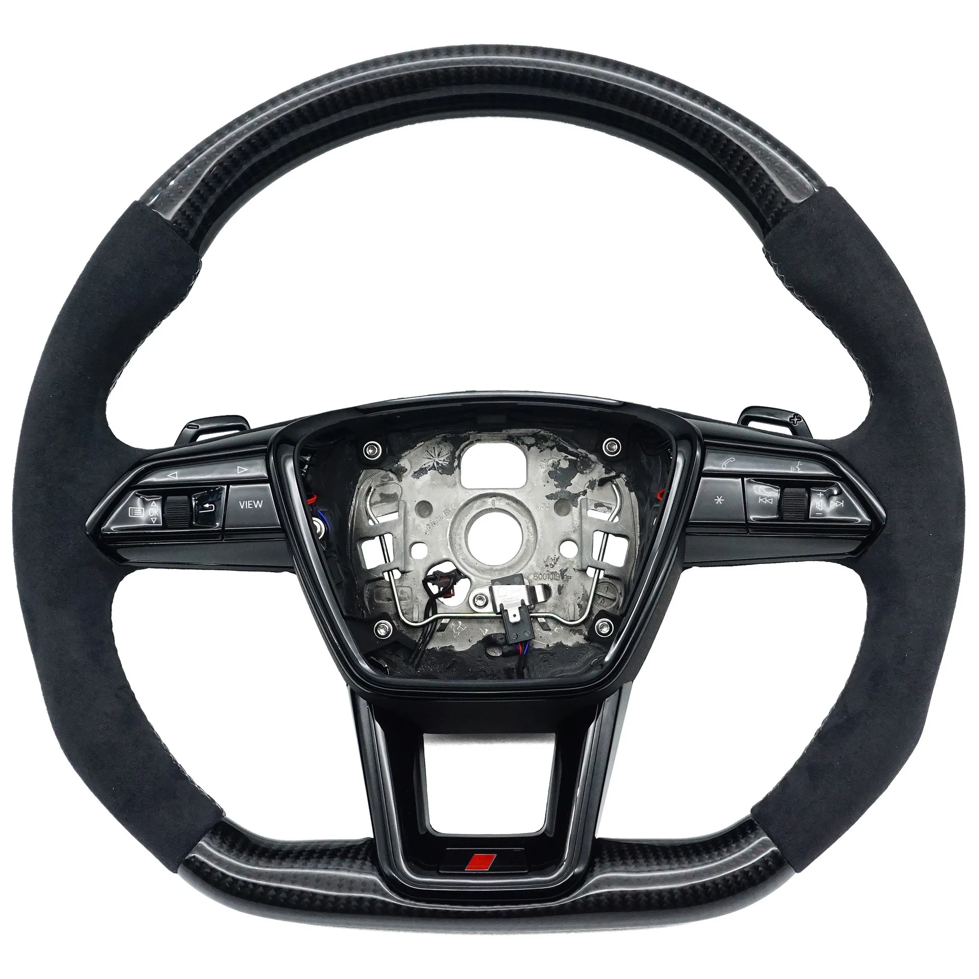 Suitable for Audi A6C8 S standard carbon fiber half-turned light gray line with button paddle heating steering wheel bottom