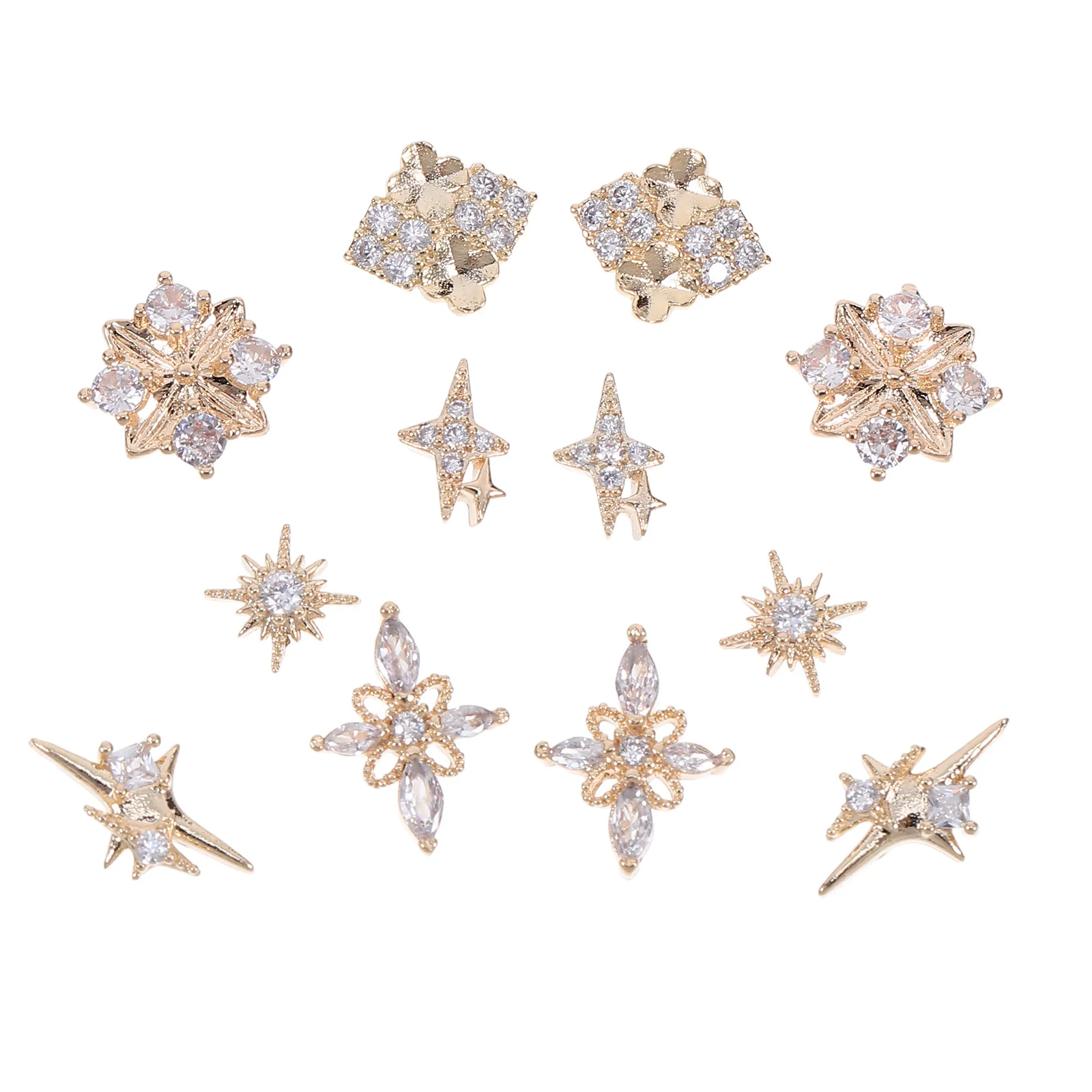 

12Pcs Retro Nail Charms Nail Art Decor DIY Manicure Party Wedding Rhinestones Decoration Supplies Rhinestones Charms