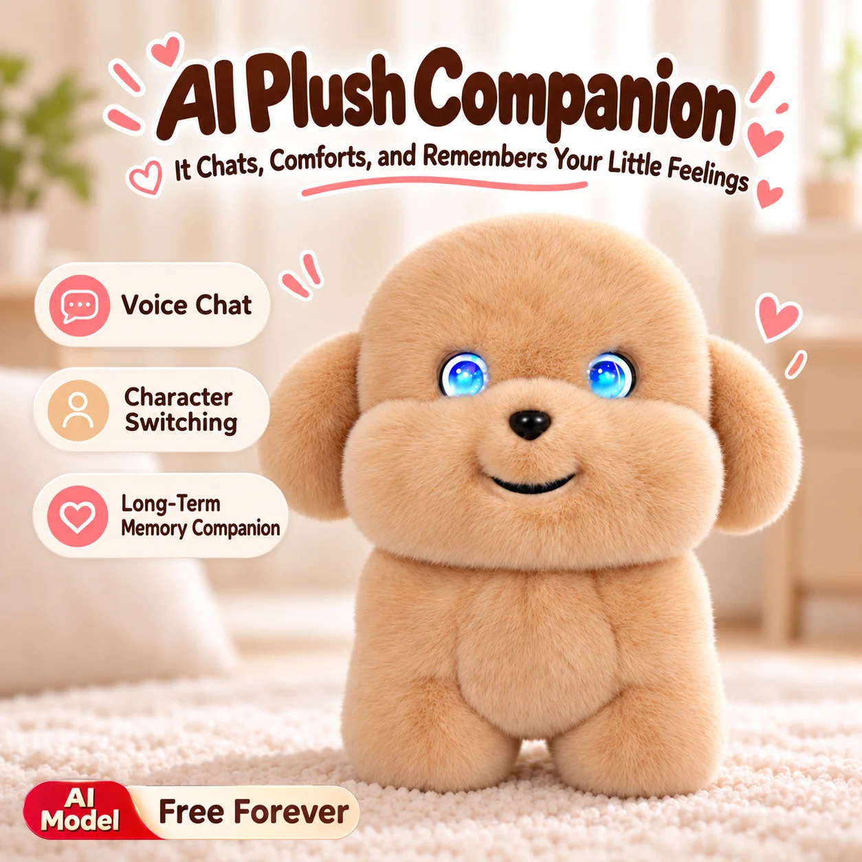 Ai Dog Plush Robot Toy, Emotional Interaction & Memory, Smart Companion Doll, Gift For Kids & Adults In Stock