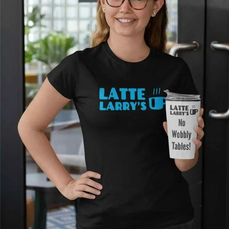 كبح حماسك لاتيه لاري تي شيرت