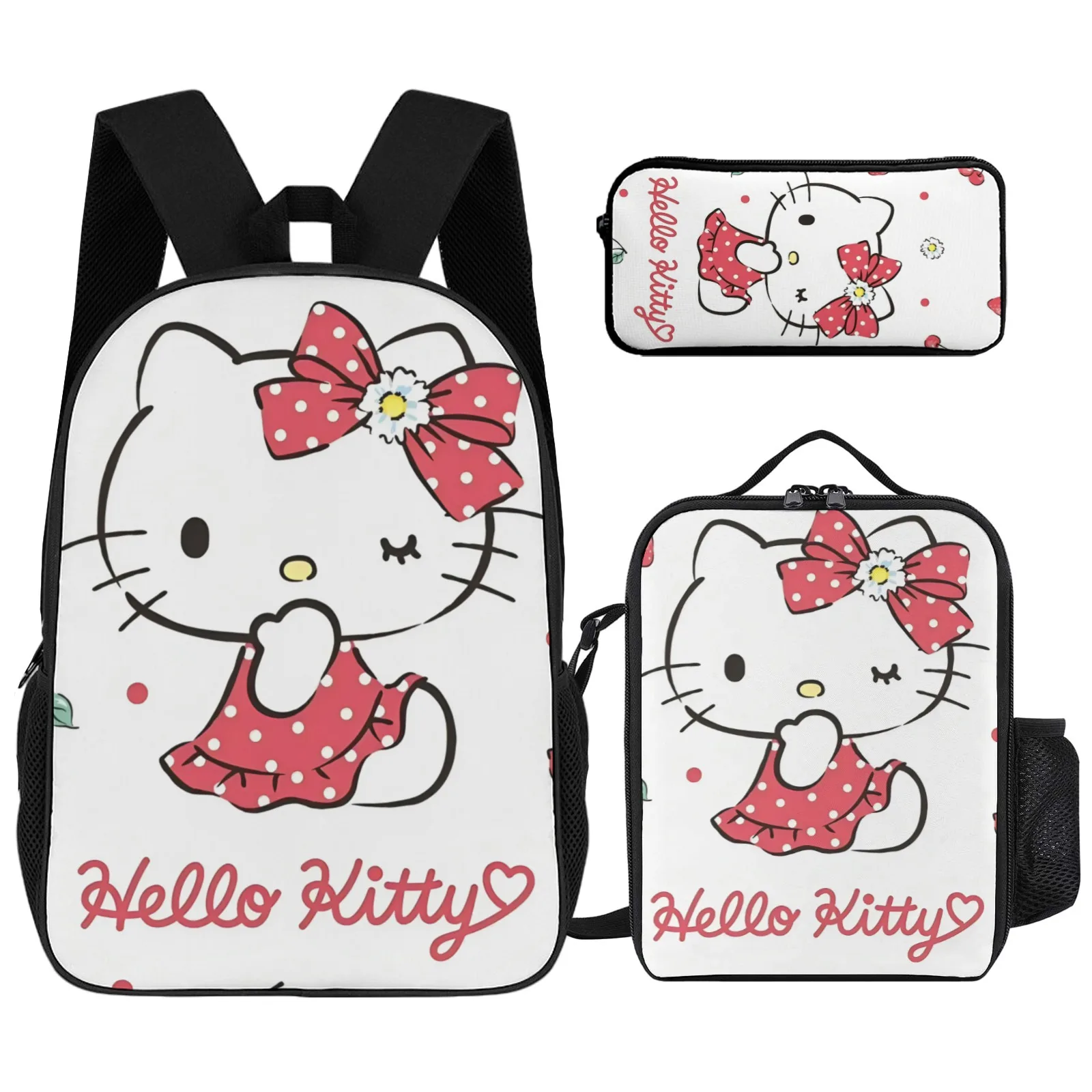

Рюкзак Hello Kitty с принтом, сумка для книг, классные сумки для девочек, 17-дюймовый пенал, школьный рюкзак, сумка для обеда