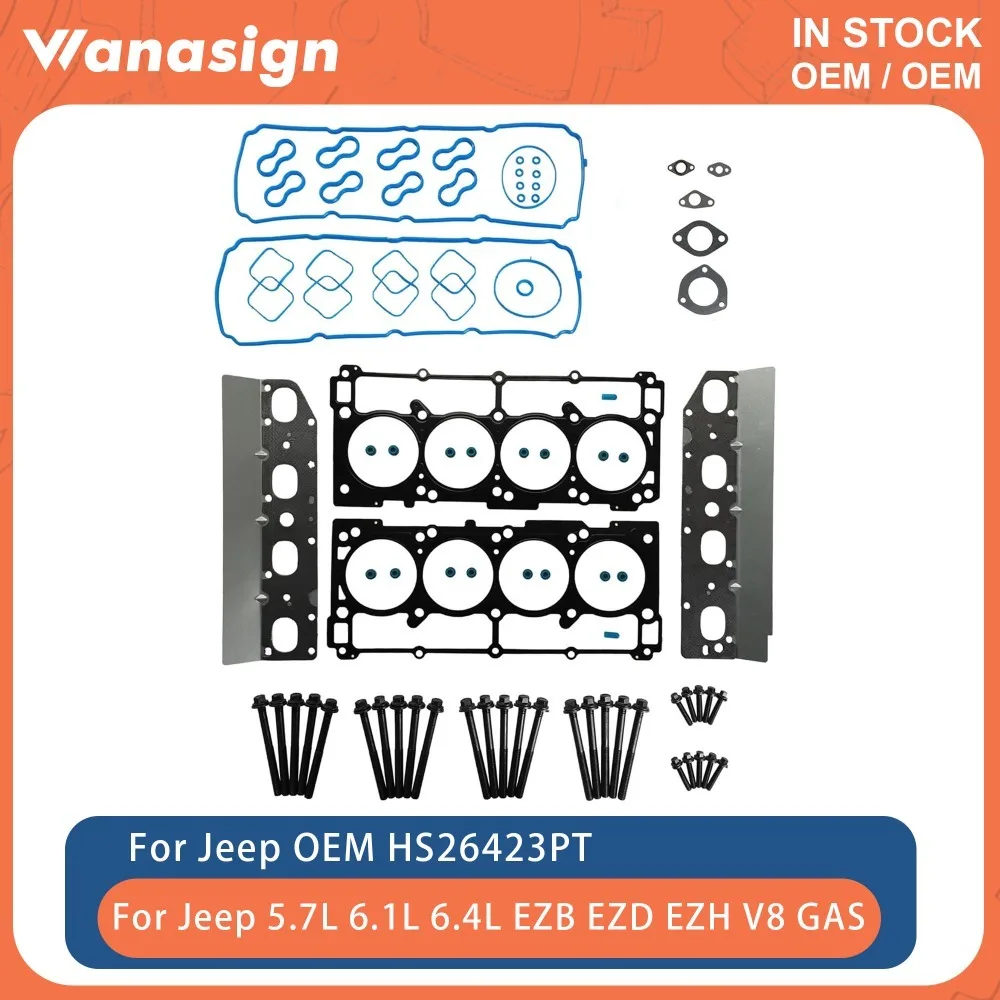 

Engine Full Gasket Set Head Bolts Kit Fit 5.7 L For Chrysler Jeep Grand Cherokee Dodge Ram 1500 EZB EZD EZH 5.7L V8 GAS 09-20