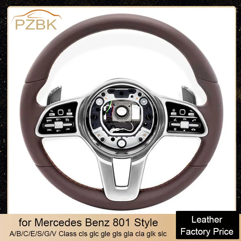 

Factory Leather Car Steering Wheel for Mercedes Benz 801 Style AMG A/B/C/E/S/G/V Class cls glc gle gls gla cla glk slc