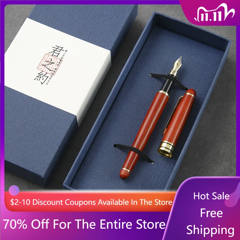 

Перьевые ручки из черного дерева, иридиевое золото, наконечник F, 0,5 мм, шариковая ручка высокого качества, школьные милые канцелярские принадлежности, ручки для каллиграфии