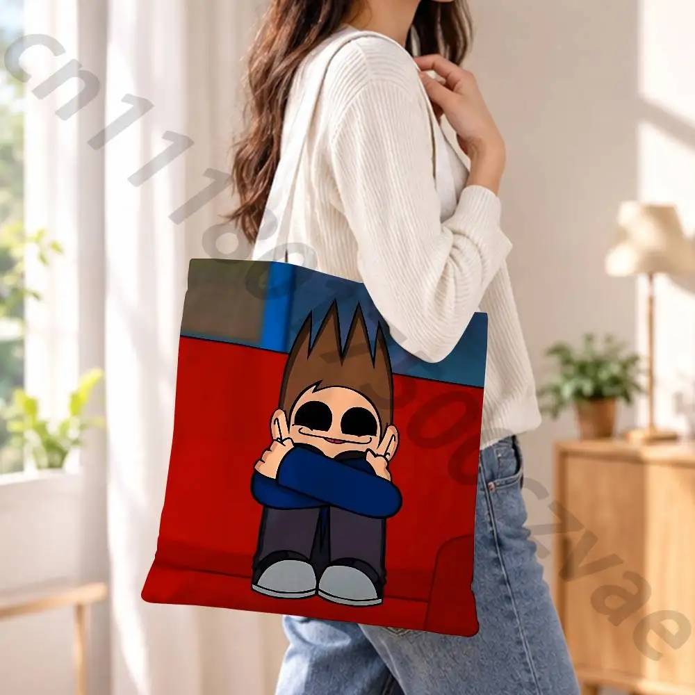 Anime Funny Eddsworld Reusable Fashionable Backpack Multifunctional Handbag Canvas Shopping Bag