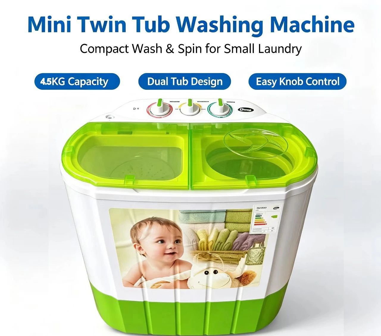 4.5KG double bucket double cylinder washing machine mini small underwear special washing machine for mother a