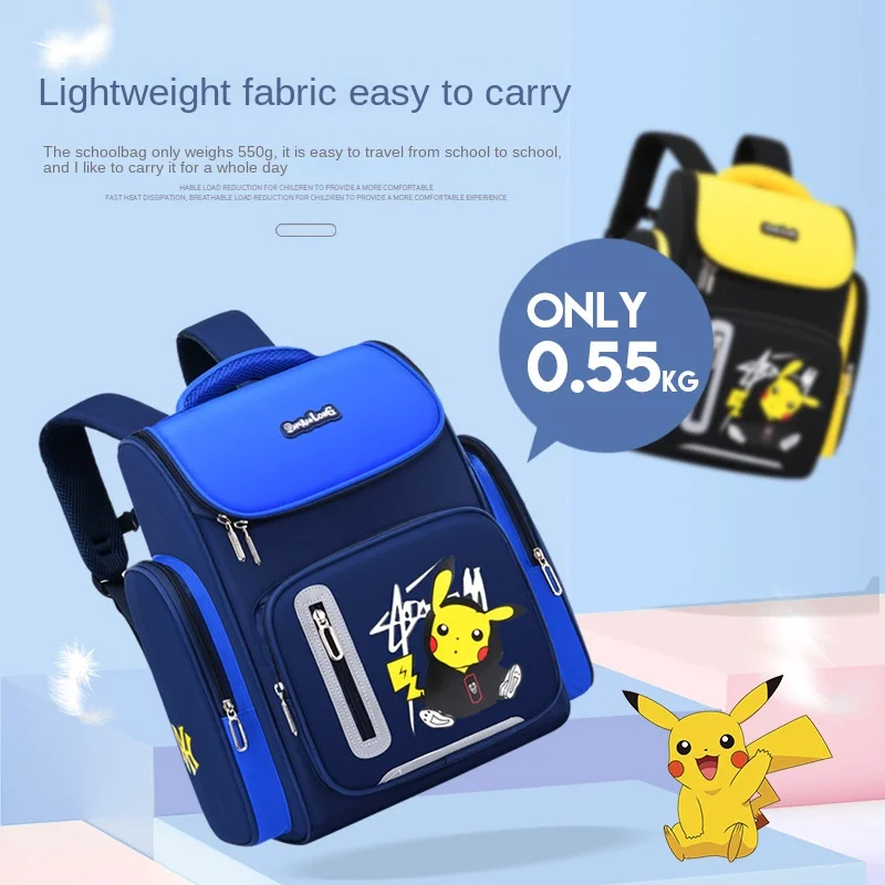 Pokemon Student Schoolbag Anime Pikachu Boys Cartoon Children Backpack Space Schoolbag Reflective Waterproof Breathable Bag Gift