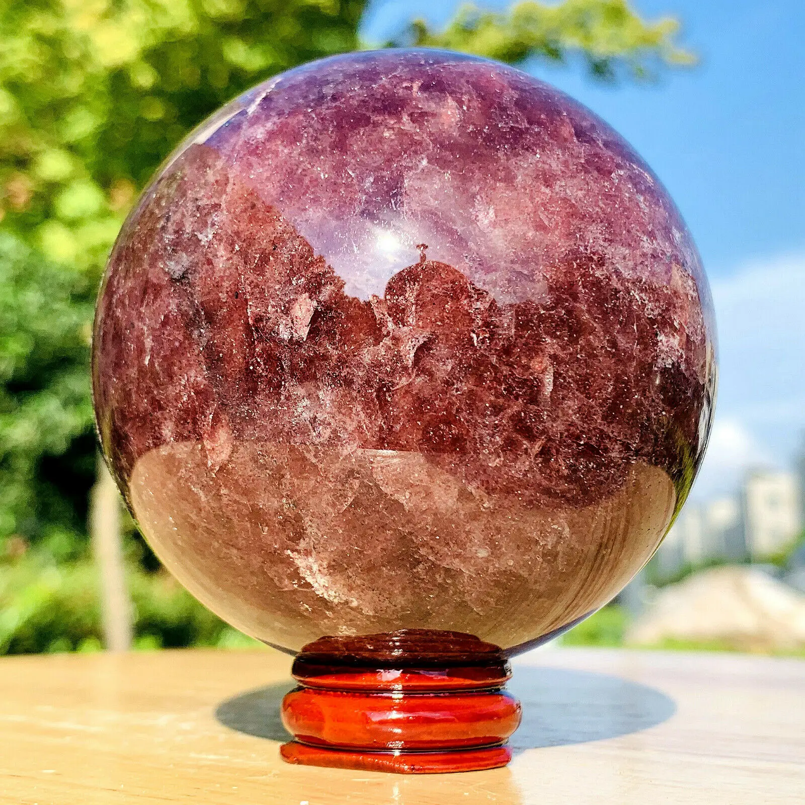 

Beautiful Natural Strawberry Quartz Crystal Sphere Mineral Crystals Reiki Healing