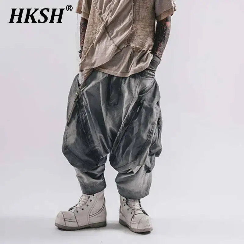 

HKSH Весна Лето Новые Мужские Techwear Punk Tide Повседневные потертые брюки-карго длиной до щиколотки Y2K Ins Мешковатая уличная одежда HK4630