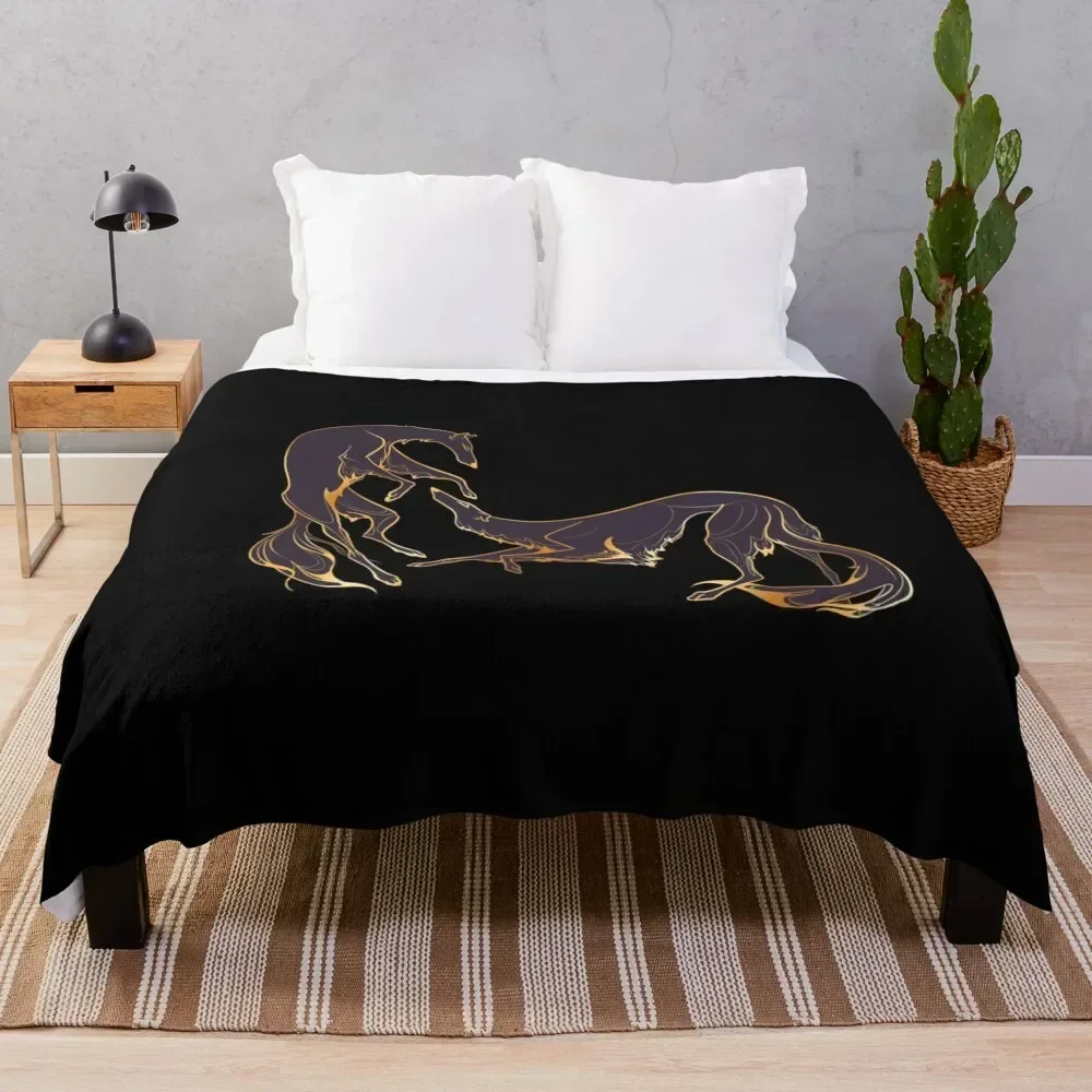 

Dancing gold and purple borzoi Throw Blanket Stylish Decor Blanket Gift for Friends Roommate