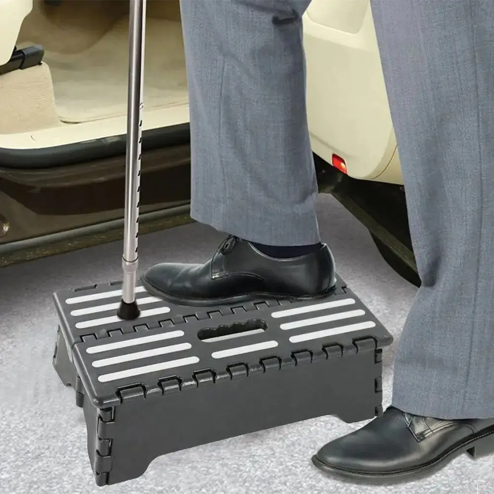 

Convinient Non-Slip One Step Stool Folding Safety Mobility Stepping Stool Platform Extra Wide Portable Step Riser Bathroom