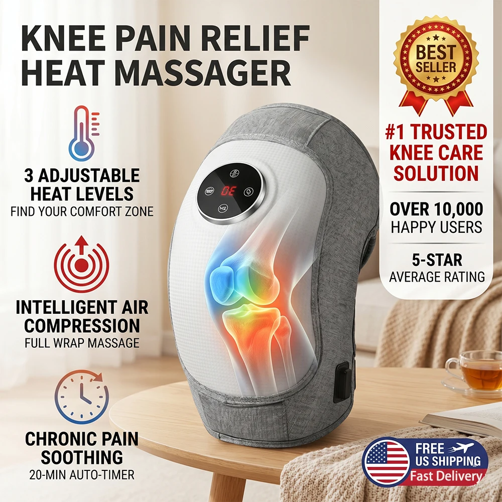 Electric Knee Massager Air Compression Relax Heat for Pain Relief Joint Physiotherapy Heating Pad for Arthritis Meniscus Elder