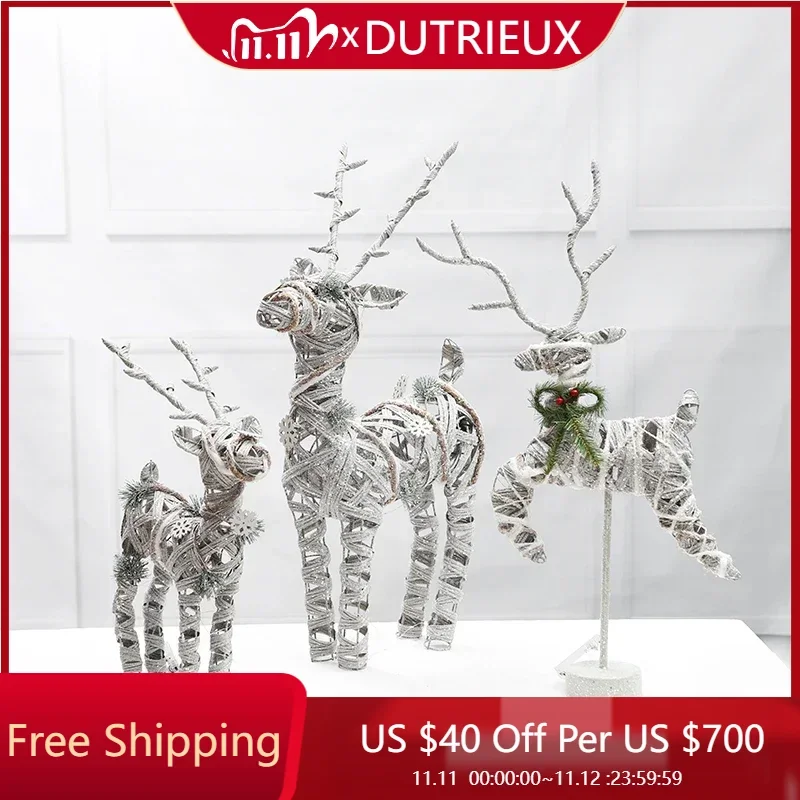 

Decorations Luxury Cute Kawaii Designer Vine Deer Christmas Tree Creative Ornaments Christmas Elk Hotel Window Scene Decoration