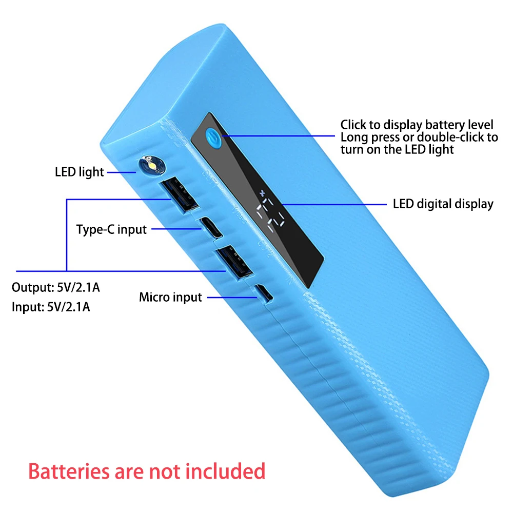 DIY skrzynka Power Bank baterii 5 gniazd 21700 generator baterii 5V/2.1A podwójny Port moc wyjściowa banku przenośna moc