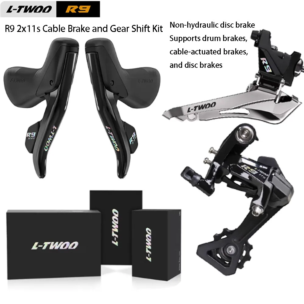 

L-TWOO R9 2x11 Speed Road Bike Cable Brake And Manual Gear Shifter Set Direct-mount Clamp-on Front Derailleurs