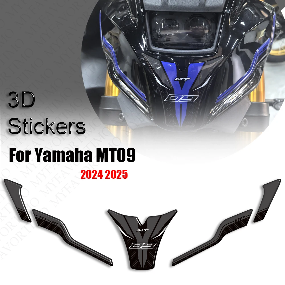 2024 2025 Voor Yamaha Mt09 MT-09 MT 09 Tank Pad Stickers Tankdop Krasbestendig Kuip Voorspatbord 3D Hars Stickers