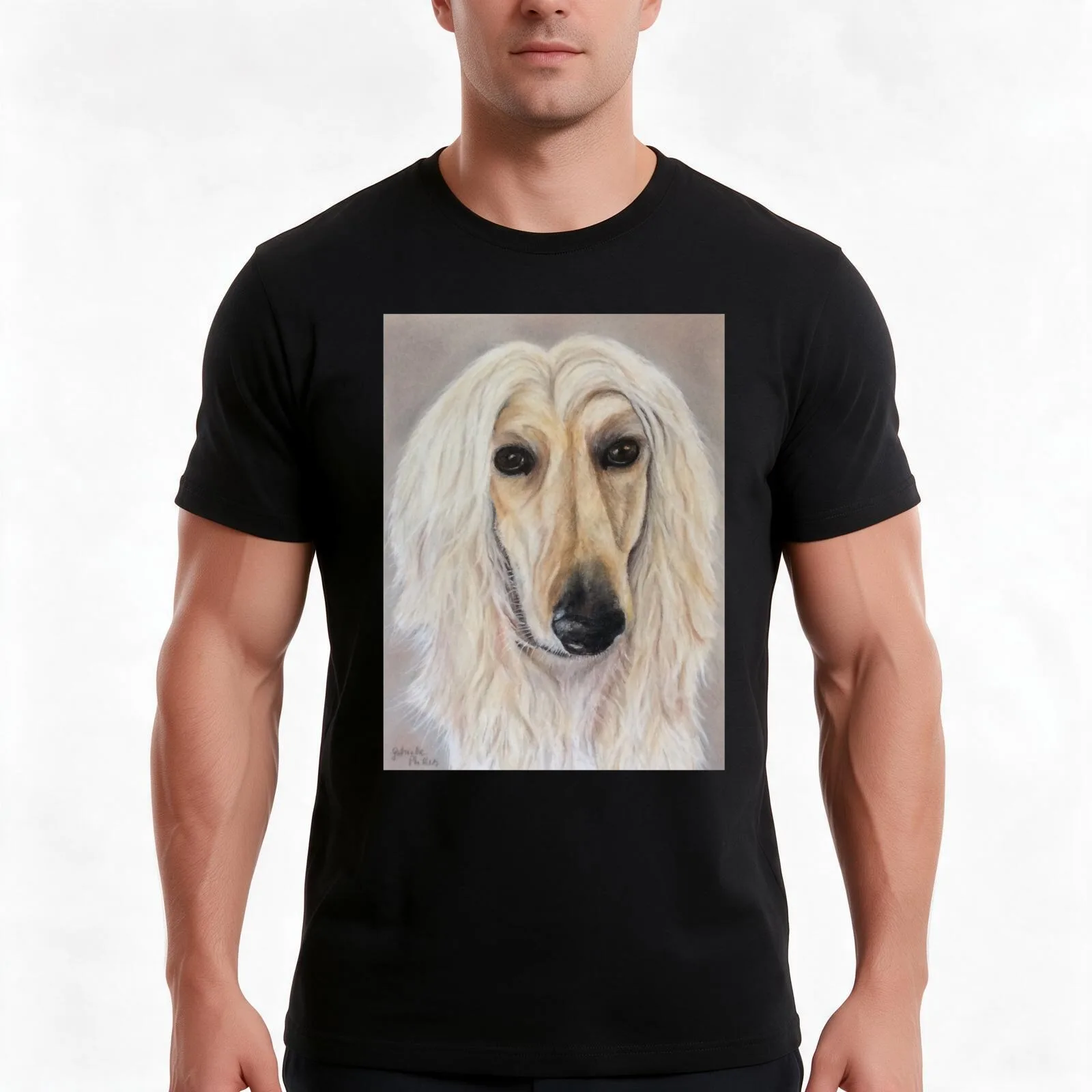 Afghan hound T-Shirt, Summer Casual Cotton Tee, Oversized Streetwear Tops, Vintage Graphic Print, Loose Fit Short Sleeve