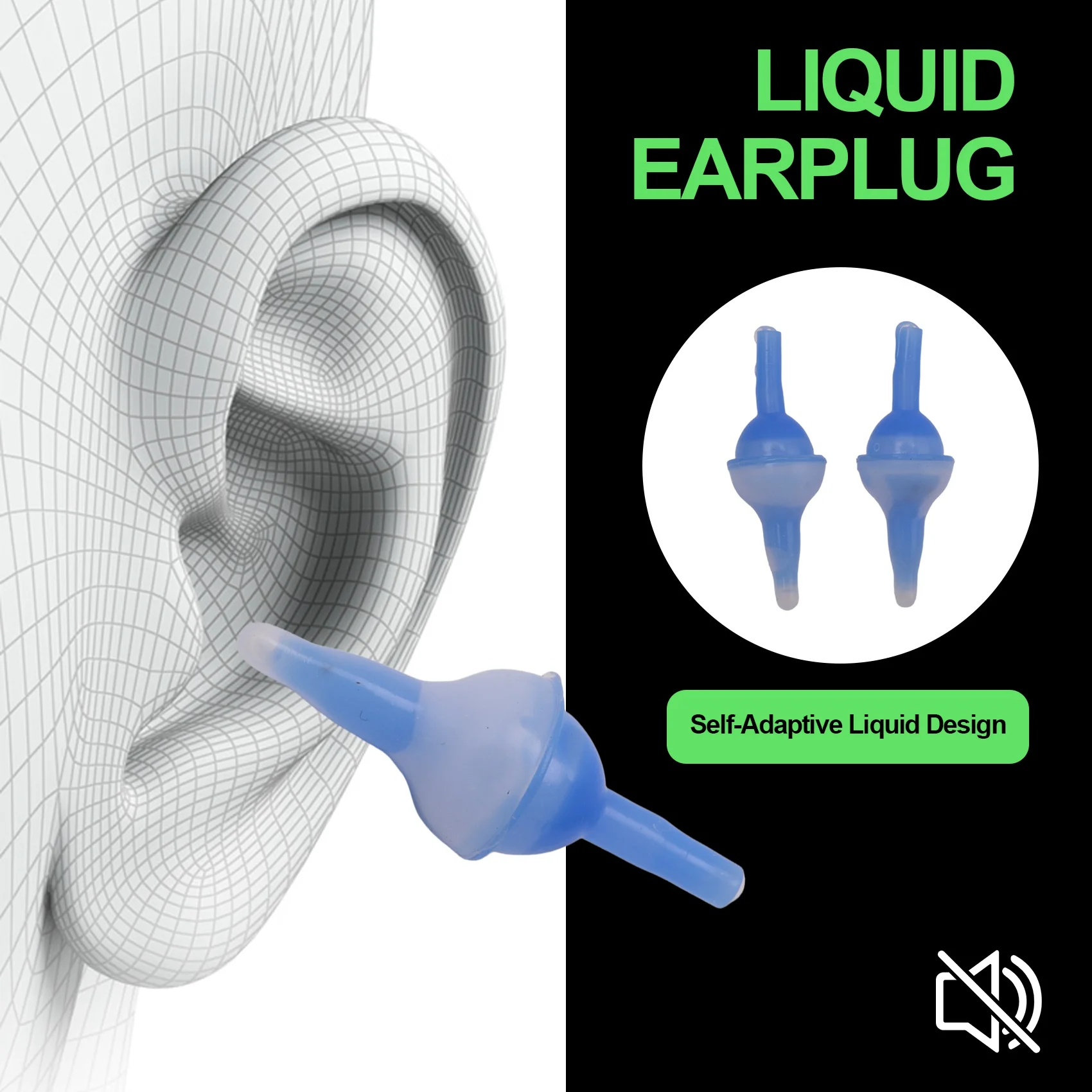 BTLIFE-slaaphulp opblaasbare oordopjes 2-paar zelfaanpassende vloeibare oordopjes, herbruikbare waterdichte siliconen oorkussens