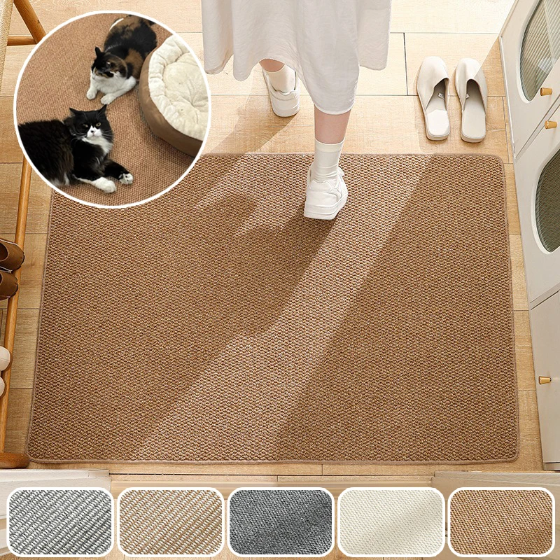 

Multi Size Faux Jute Doormat Washable Non Slip Stain Resistant for Kitchen Sink Laundry Bathroom Entrance for Cat Home Decor
