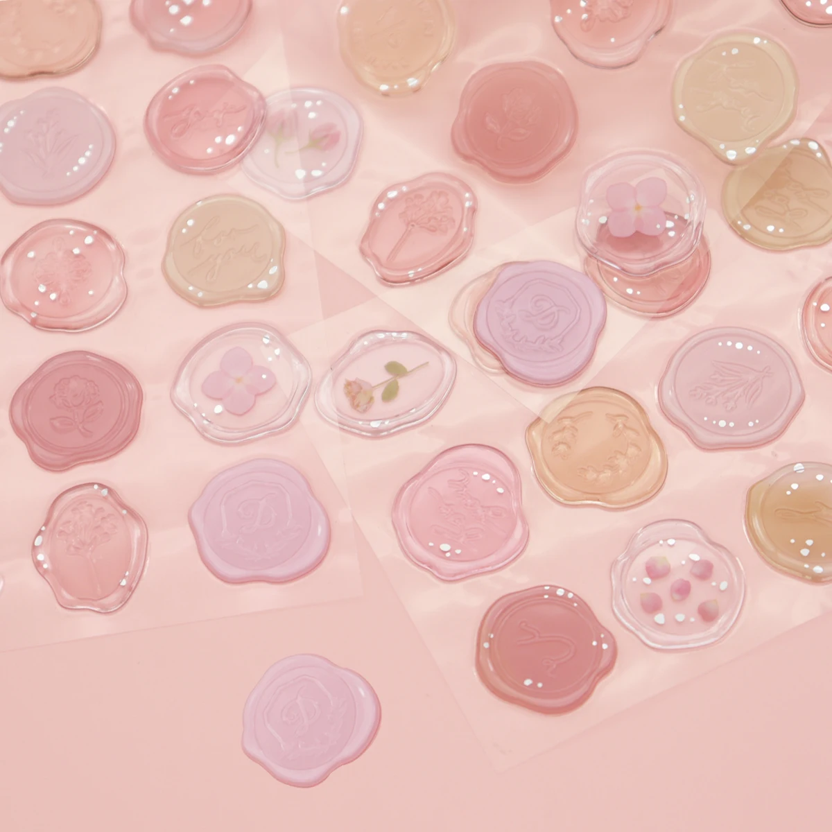 DIY Flower Imitation Fire Paint Seal Sticker Ins Style Hand Account Envelope Sealing Sticker Guka Decorative Sticker 18 Pieces