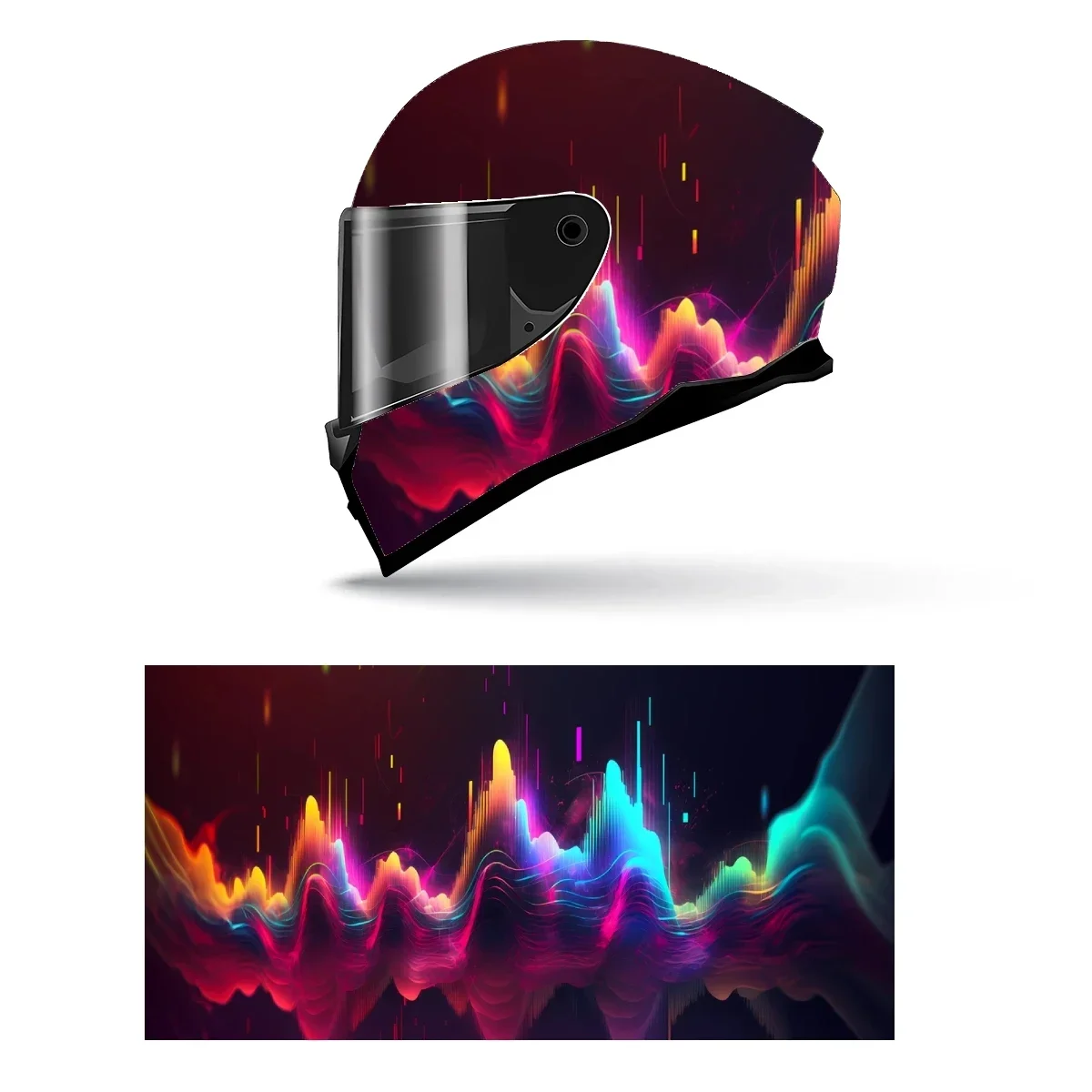 

Abstract Colorful Radio Waves Full Helmet Wrap Sticker Motorcycle Helmet Racing Graphic Decal Vinyl Wrap Helmet Decor Sticker