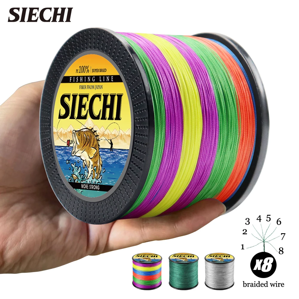 SIECHI X4 Strong 300M 1000M 100M 4 Strand Weaves PE Braided Fishing Line Multifilament 8 Braid Wire 12LB 20LB 40LB 65LB 88LB