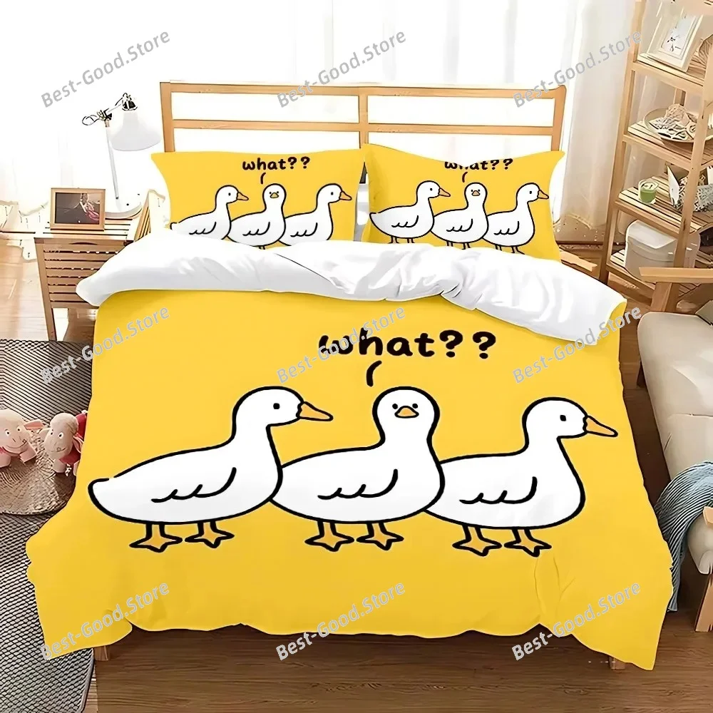 Yellow Duck Duvet Cover Pillowcase Bedding Set Adult Boy Girl Bedroom Decoration Children Gift Single Double Large Size