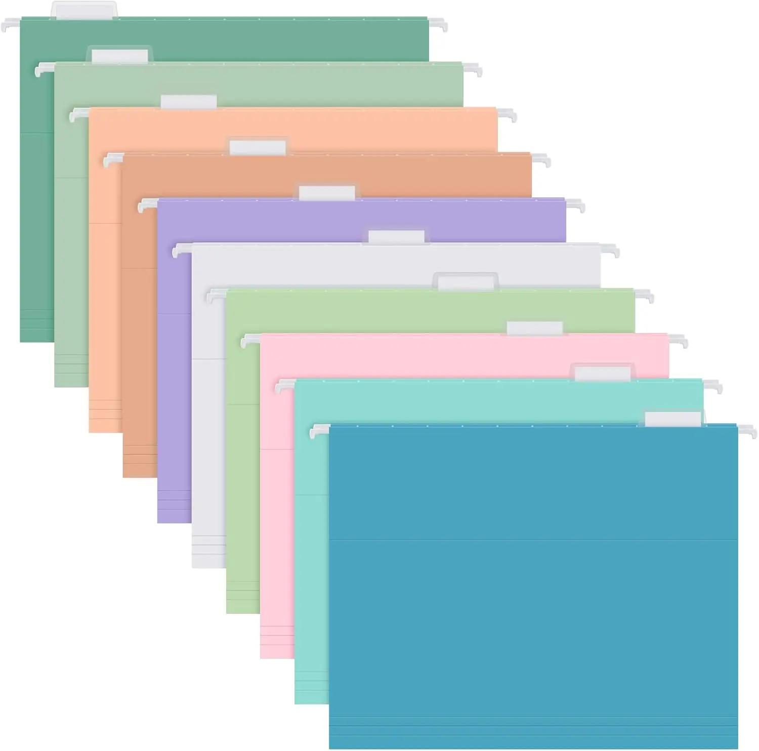 

30 Pack Hanging File Folders, Letter Size with 1/5-Cut Adjustable Tabs, Pastel 10 Selected Color - File Folder Organizer for