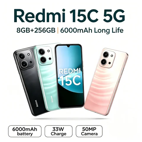 2026 New Redmi 15C Unlocked Android Smartphone 8+256GB Dual SIM Dual Standby Official Authentic Product