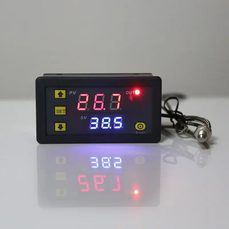 High Temperature Type Thermostat Digital Temperature Controller Heating/Cooling Measuring -60~500℃ 12V KXRE