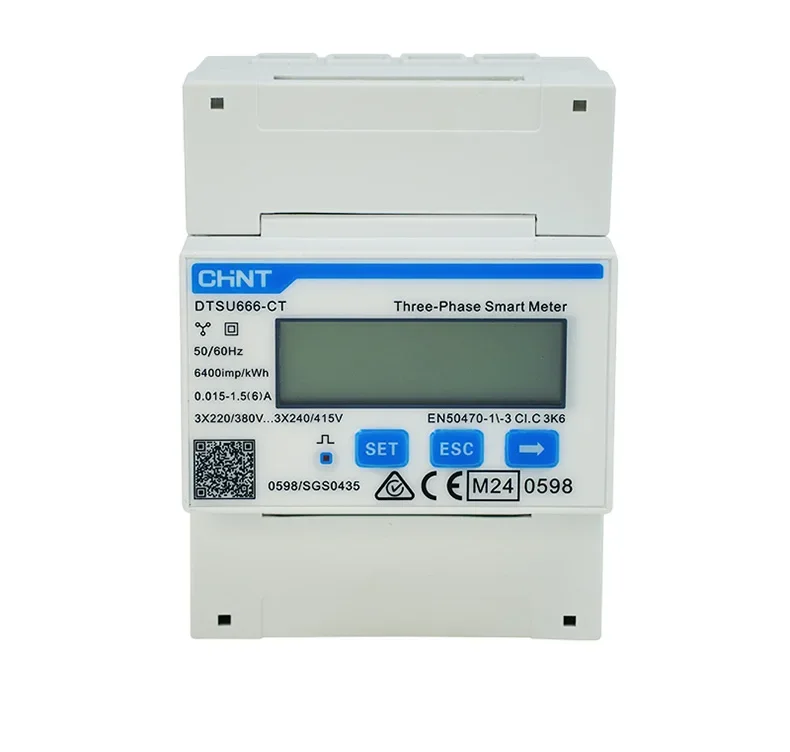 CHINT Three Phase Digital Display Energy Meter 220/380v 1.5(6)A Guide Table 4p Kunlun Rail Meter