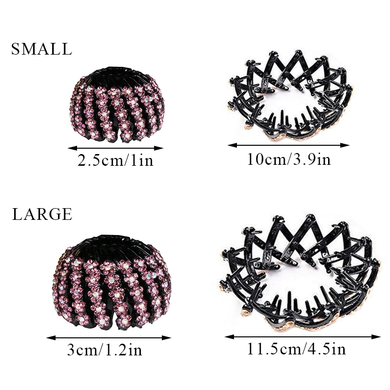 Women Bun Crystal Flowers Hair Claw Colorful Plastic Plum Bossom Bird Nest Expanding Hairpin Horsetail Buckle Hair Accessories