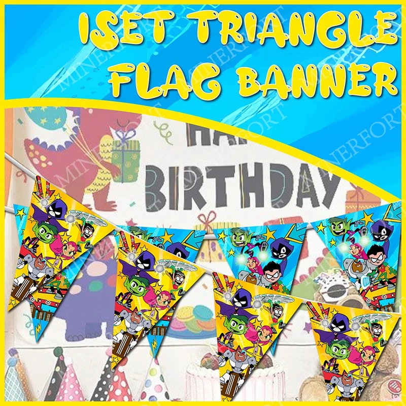 Bandeirinhas Triangulares para Pendurar, Decoração de Festa de Aniversário e Casamento, Suprimentos para Arranjo de Bar de Doces titans GO