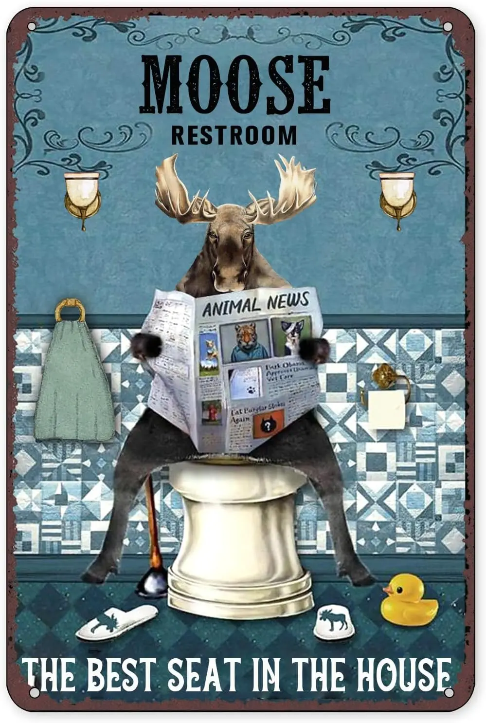 Vintage Tin Sign The Deer Toilet Deer Moose Bath Soap Wash Yourself Bathroom Funny Wall Decor For Home Cafes Pubs Sign Gift sign
