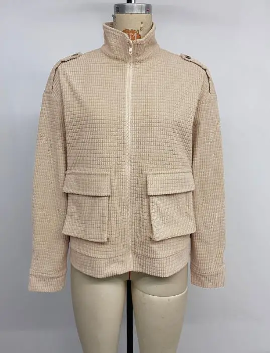 女性ファッション長袖コート秋の新作カジュアルレトロスタイルジャケット、テクスチャードラペルと無地の女性用ジャケット