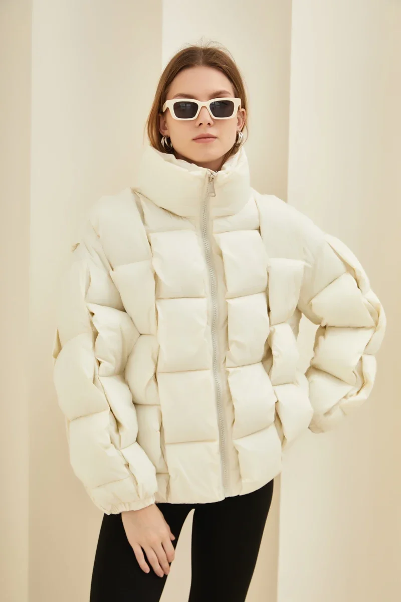 

CNANOO 2023 Winter pure colour Parkas Jacket Women Warm Cotton Bubble Puffer Coat Ladies Female Quilted Padded Jacket Women