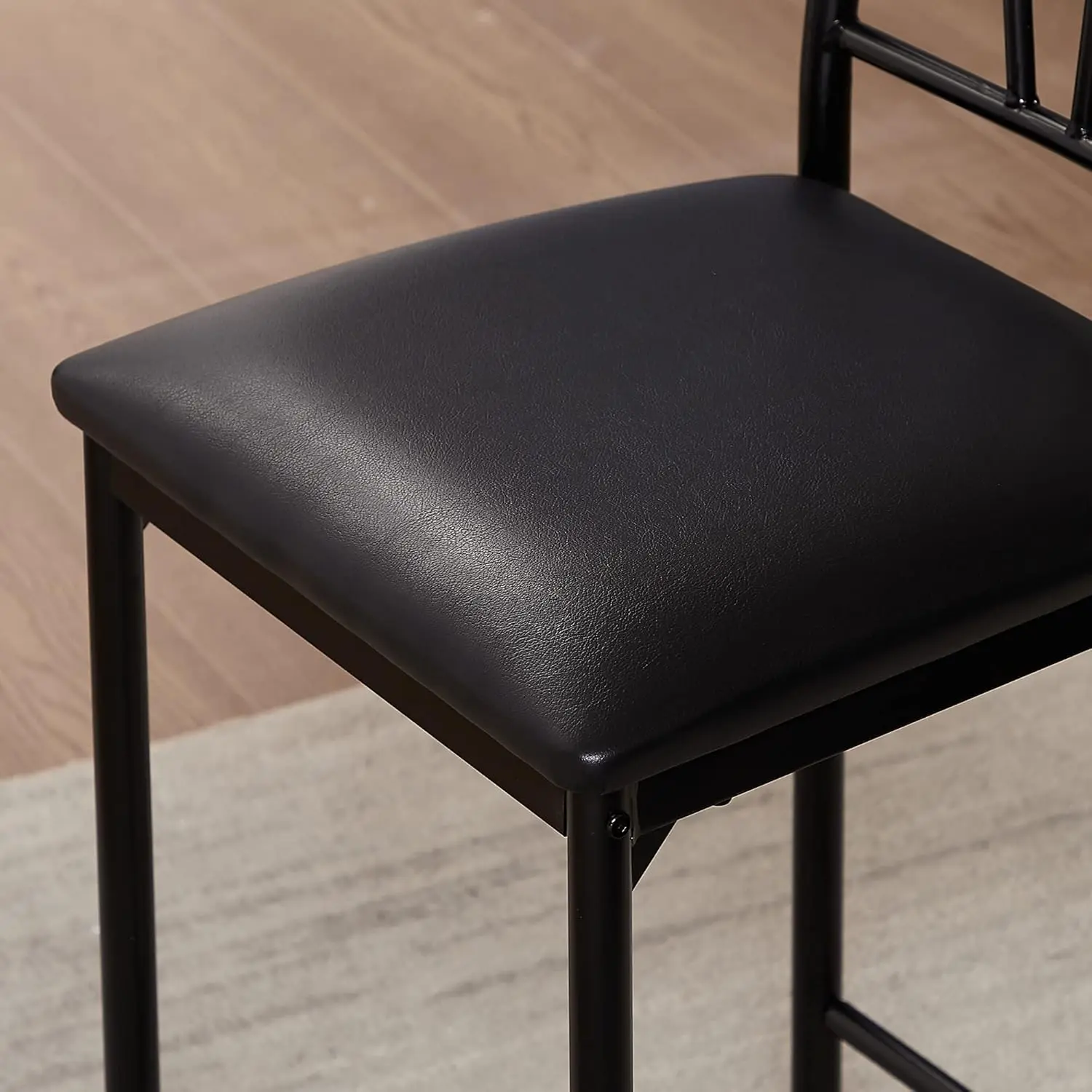 Small Bar Table and Chairs Tall Kitchen Breakfast Nook with Stools/Dining Set for 2, Storage Shelves, Space-Saving, Black