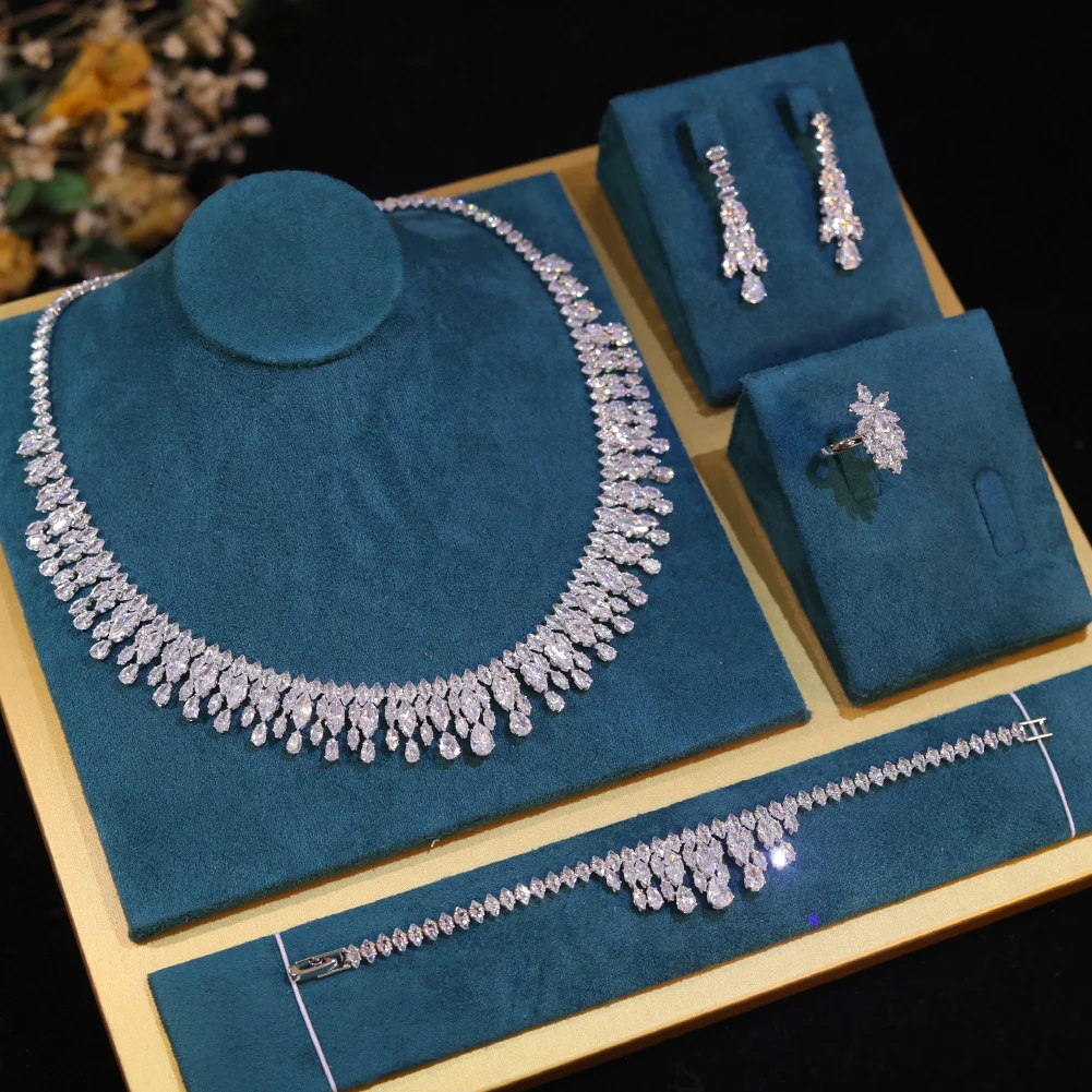 

ZY UNIQUE High-quality Dubai Nigeria 5A Cubic Zirconia Jewelry Set For Women Wedding Party Accessories Bridesmaid Gift ZY093